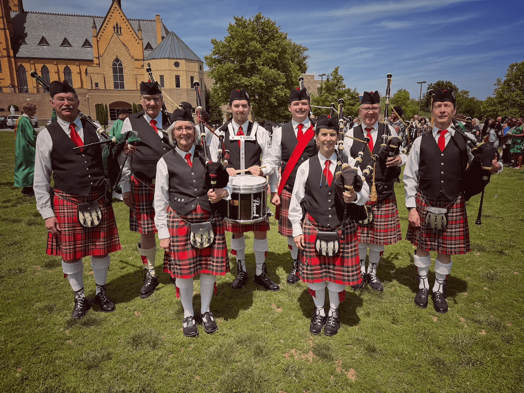 Virginia Highlands Pipes and Drums at Roanoke Catholic High School Graduation Ceremony